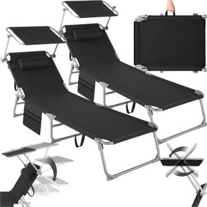 2er Set Sonnenliege Chloé klappbar 190 x 68 x 28 cm, mit Seitentasche