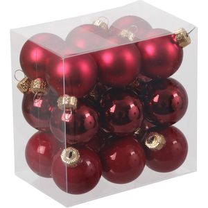 18 x Kleine Baumkugeln aus Glas 30 mm - rot-mix matt und glänzend gemischt - mini Glaskugeln zum Hängen - Christbaumschmuck klein - kleiner Weihnachtsbaum - Adventskranzgesteck - Adventskranzdeko