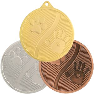 10 Stück Bronze Medaille Hunde Hundepfoten 50 mm Stahl