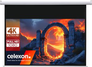 celexon basic Motor-Leinwand 90" | 200x113 cm 16:9 | elektrische Full-HD 4K Beamer-Leinwand für Heimkino oder Büro-Präsentationen | geeigent zur Deckenmontage oder Wandmontage | inkl. Fernbedienung