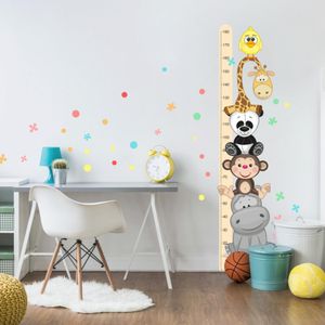 INSPIO - Selbstklebende Kinder-Messlatte für die Wand in Orange - Wandtattoos - Tiere, Kinder-Messlatte - Kinderzimmer, Für Mädchen, Für Jungen - Gelb - Textiler Wandaufkleber, den man wieder aufkleben kann