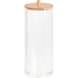 Eleganza Aufbewahrungsbehälter für Kosmetikpads Wattepads | Wattepadspender für Badezimmer aus Acryl mit Bambusholzdeckel