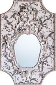 Casa Padrino Barock Spiegel Grau / Weiß / Antik Weiß 65 x H. 99 cm - Barock Wandspiegel mit Pflanzen Design
