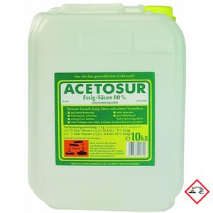 Acetosur Essig Säure 80 Prozent Spitzenqualität Kanister 10l 6er Pack