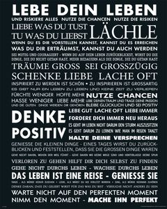Lebe Dein Leben - schwarz - 40x50cm - Motivational Poster Kunstdruck