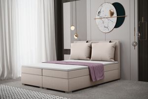Skriňová posteľ s podnožou a matracom, posteľ do spálne -TERAMO- 120 cm x 200 cm Béžová