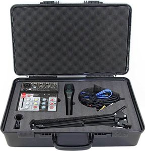 E-Lektron AIM-42S 4-Kanal Streaming Audio-Mixer Live Mischpult inkl. USB-Interface & Mikrofon | Satz  in Kunststoff-Koffer | EL172610