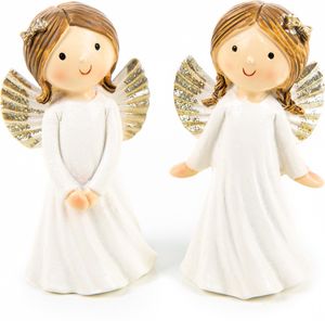 2 kleine Schutzengel Gold weiß Weihnachtsengel Engel 9 cm