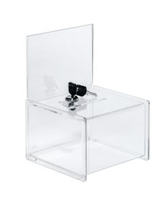 SIGEL VA151 Aktionsbox / Spendenbox / Loxbox abschließbar, Acryl, 15 x 15 x 21 cm