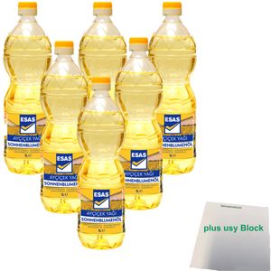 ESAS Sonnenblumenöl 6er Pack  (6x1L Flasche) + usy Block