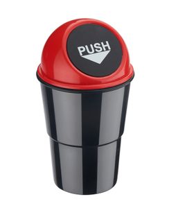 Mini MÜLLEIMER für Auto mit Push-Deckel Automülleimer PKW KFZ Abfalleimer Tischabfalleimer Mülltonne Getränkehalter 1 (Rot)