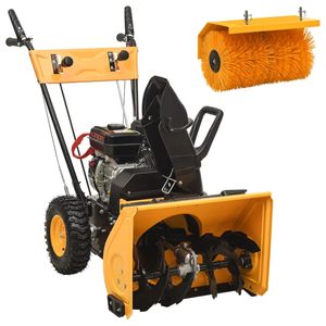 Schneefräse und Kehrmaschine Kombigerät Set Benzin 6,5 PS