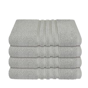 Schiesser Handtuch-Set Milano aus 100% Baumwolle, 4-teilig, Farbe:Silber, Größe:50 x 100 cm