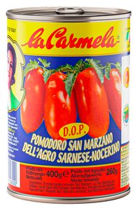 Esprevo 12x 400g original D.O.P. San Marzano Tomaten Dose | La Carmela ganze geschälte Pizzatomaten frisch aus Italien