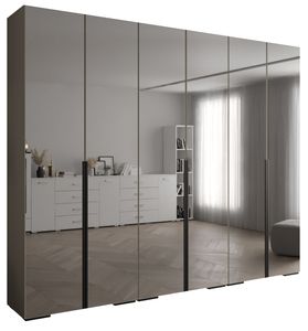 MEBLE KRYSPOL Inova 1 Schrank Spiegel - 236,7x300x47cm - Kaschmir Kaschmir Schwarz