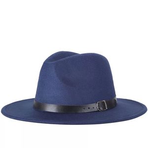 Fedora-Hut, einfarbig, verstellbar, britischer Stil, Jazz-Kappe, Kostümzubehör, Streetwear, Blau
