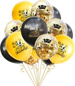 Oblique Unique Konfetti Luftballon Set Happy Birthday Geburtstag Jubiläum Party Deko Ballons 15 Stk. schwarz gold