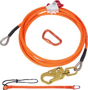 VEVOR Flip Line s 12,7 mm oceľovým jadrom, 4,8 m dlhá flipová šnúra na lezenie po stromoch, dodávaná s karabínou zo zliatiny ocele a karabínou zo zliatiny hliníka, zaťaženie 35,7 kN