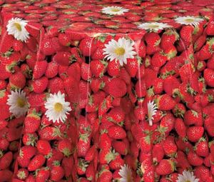 PVC Tischdecke Erdbeere Wachstuch - Eckig - Länge & Breite wählbar - abwaschbare Tischdecke - rot Früchte Strawberry, Größe:130 x 130 cm
