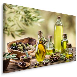 Fabelhafte Canvas LEINWAND BILDER 120x80 cm XXL Kunstdruck Oliven Olivenöl Holz Garten