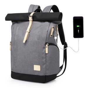 Mofut Freizeitrucksack Laptop-Rucksack Groß Damen lässiger Rolltop Rucksack Herren Backpack, Leichtgewichtiger, Stilvolle Schultasche mit USB-Ladebuchse