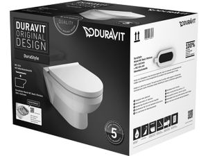 Duravit DuraStyle Basic - Závěsné WC se sedátkem SoftClose, Rimless, bílá 45620900A1