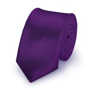 Krawatte Aubergine slim aus Polyester einfarbig uni schmale 5 cm
