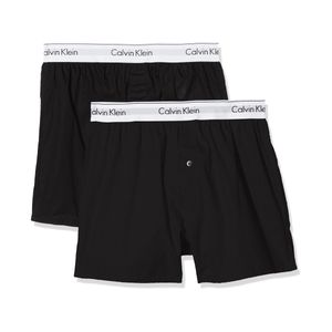 Calvin Klein Herren Slim Fit Boxershorts mit 2er-Packung, Schwarz M