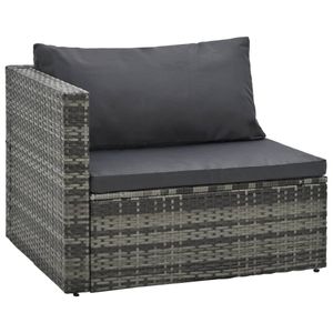 vidaXL 5-tlg. Garten-Lounge-Set mit Auflagen Poly Rattan Grau