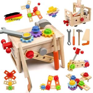 29 Stück Montessori Holz Werkzeugkasten Kinder, Weihnachtsgeschenk, Kinderwerkzeug Werkzeugkoffer Spielzeug ab 3 Jahre, Werkzeugspielzeug Spiele, Pädagogisches Rollenspiel Lernressourcen Bau Stiel Spielzeug
