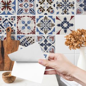 Fliesenaufkleber Klebefliesen Selbstklebende Fliesen für Küche Bad Möbel Schrank Wand Mosaikfliesen Küchenruckwand Buntes marokkanisches Mosaik Br. 60cm x Hö. 40cm