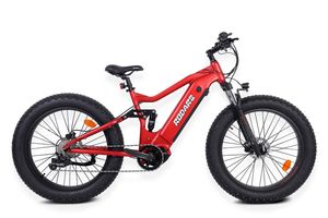 Outrider M500 - Matallic Red - 250W/20Ah - stredný motor Elektrický bicykel FatBike s plným odpružením