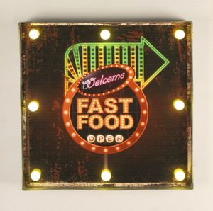 Leuchtschild 237681 FAST FOOD Wandschild LED Schild aus Metall 40 cm Display