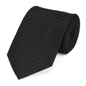 Fabio Farini - Krawatte - gestreifte Herren Krawatte - Tie mit Streifen in 6cm oder 8cm Breite Breit (8cm), Schwarz feine Struktur