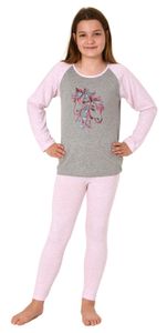 Mädchen Schlafanzug langarm, Pyjama mit süßem Pferde-Motiv - 112 401 10 701
