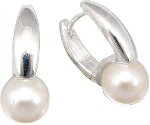 Klappcreolen Süßwasserperle 8 mm Silber 925 Perlen Ohrrringe Creolen Perle