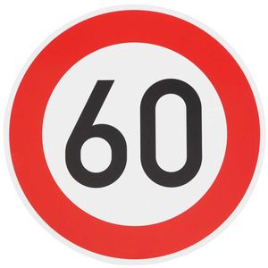 ORIGINAL Verkehrzeichen 60 KM/H Schild Nr. 274-60 RA1 Verkehrsschild Straßenschild Metall zum 60. Geburtstag  Geburtstagsschild 42 cm Metall mit Folie-Typ1