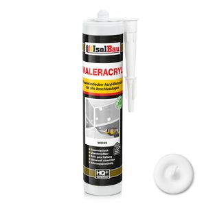 Isolbau Maleracryl 1 x 300 ml Weiß - Plastoelastischer Acryl-Dichtstoff zum Abdichten von Fugen im Innen- & Außenbereich - Kartusche