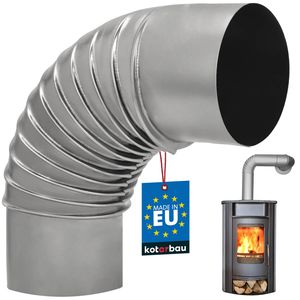 KOTARBAU® Kaminrohrbogen 90° Bogen Ø 110 mm Ofenrohr Rauchrohr aus Blech Abgasrohrbogen für Kamin Ofenknie Silber Rohr Winkel