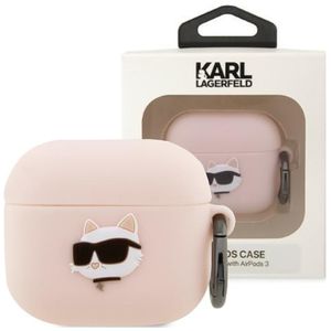 Karl Lagerfeld KLA3RUNCHP Kryt AirPods 3 růžový/růžový Silikonová hlava Choupette 3D