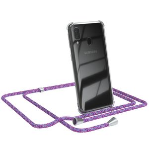 EAZY CASE Handykette kompatibel mit Samsung Galaxy A40 Kette Handyhülle mit Umhängeband Handykordel Schutzhülle Silikon Lila