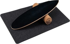 GOPLUS Balance Board aus Holz, Balancierbrett mit Rolle und rutschfester Oberfläche, Wackelbrett, Fitness zuhause, Hockey, Skateboarden & Snowboarden