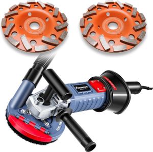 FANZWORK 1500W Betonschleifer Betonfräse Set, Drehzahlregelbar, inkl. Premium 125mm Diamantschleiftopf