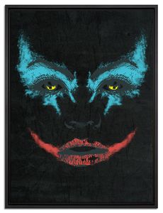 The joker black Leinwandbild 80x60 cm im Bilderahmen | Wandbild  | Schattenfugenrahmen | Kein Poster