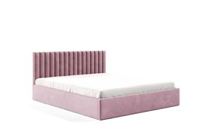 GUTTO Polsterbett 140x200 Metall-Lattenrost Rosa Velour Samtstoff Velvett mit Bettkasten und Stauraum