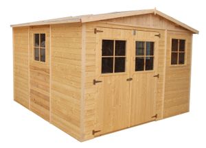 Gerätehaus, Gartenschuppen, Gartenhaus - 3 x 3 Meter - aus Holz / Blockbohlen - inkl. Dachpappe - Satteldach