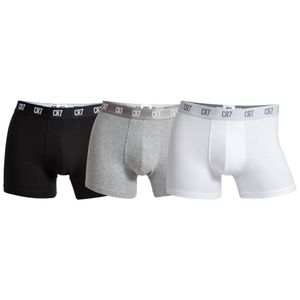 CR7 pánské boxerky, 3-pack - trenýrky, organická bavlna, strečová černá/šedá/bílá 2XL