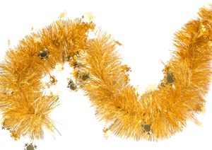 Weihnachtsgirlande Lametta 10cm x 3m inkl. Schneeflocken Gold