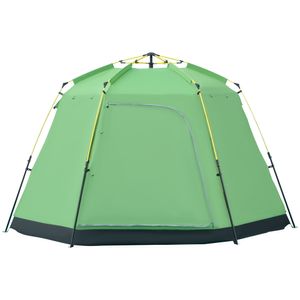 Outsunny Camping Zelt 6 Personen Zelt Familienzelt Kuppelzelt PU2000mm einfache Einrichtung für Familien Trekking Festival Stahl Glasfaser Grün 320 x 320 x 180 cm
