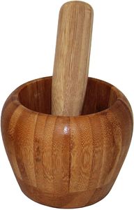 Mörser und Stößel aus Bambus-Holz, Zerkleinerer für Gewürze Kräuter usw. 8cm
